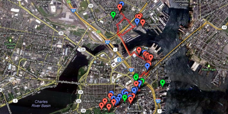 Freedom Trail Maps with Google Map