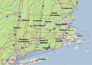 Rough Locations of Primary New England Native American Tribes